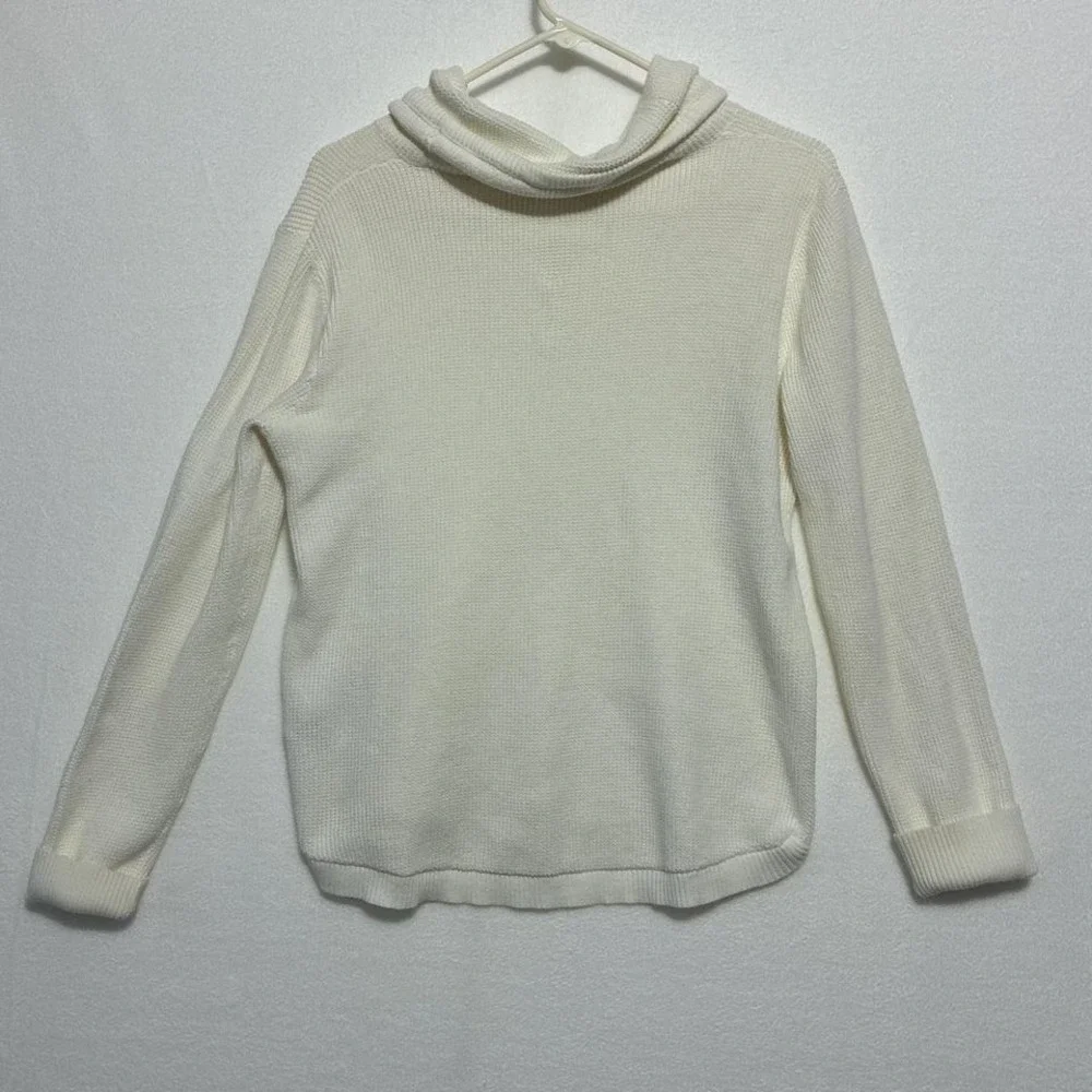 Lauren Ralph Lauren White Waffle Knit Cowl Neck size Lg - Picture 2 of 5